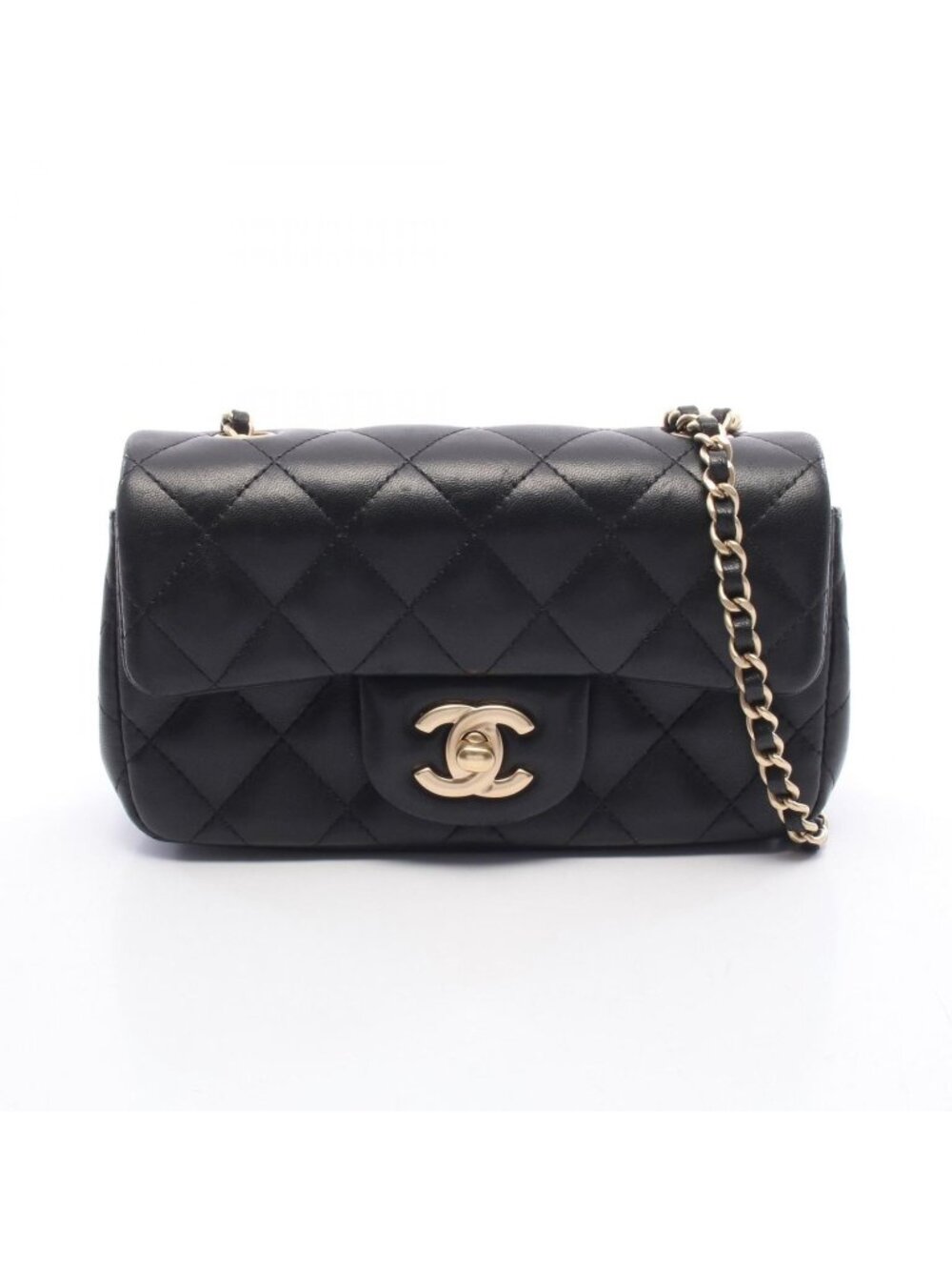 Chanel Shoulder Bag Quilted Small Flap Black Lambskin Chain